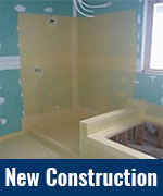 New Construction bathroom waterproofing membrane